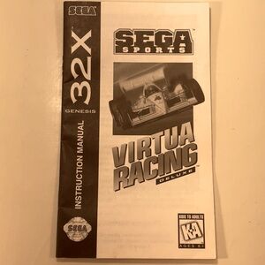 Sega Genesis 32X Virtual Racing Deluxe manual booklet from original game